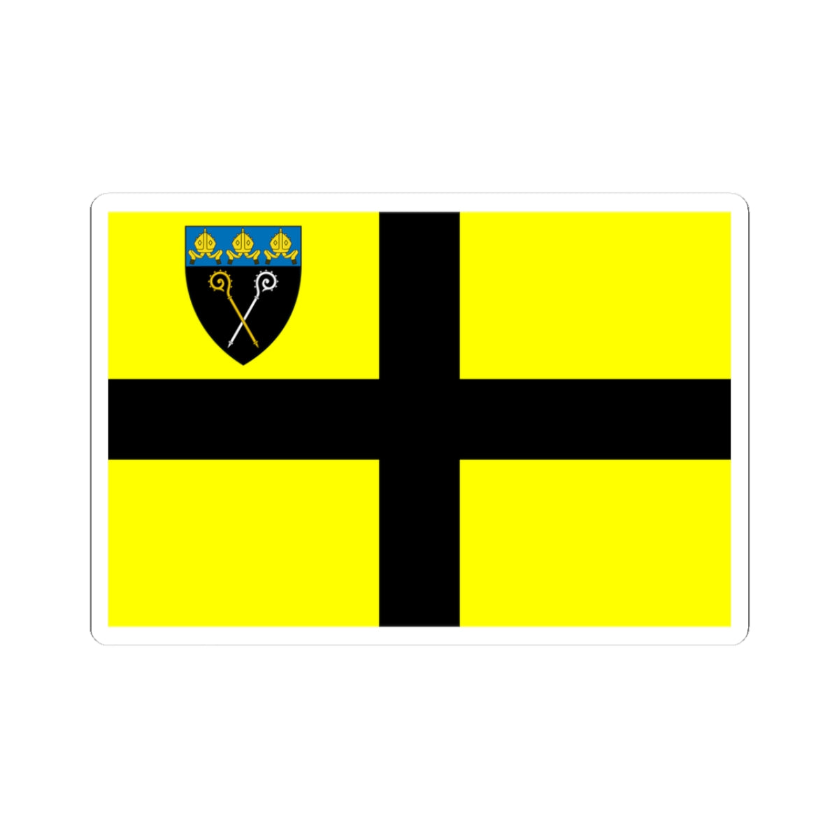 Flag of St David early with Diocese of Llandaff Shield in Canton (United Kingdom) STICKER Vinyl Kiss-Cut Decal