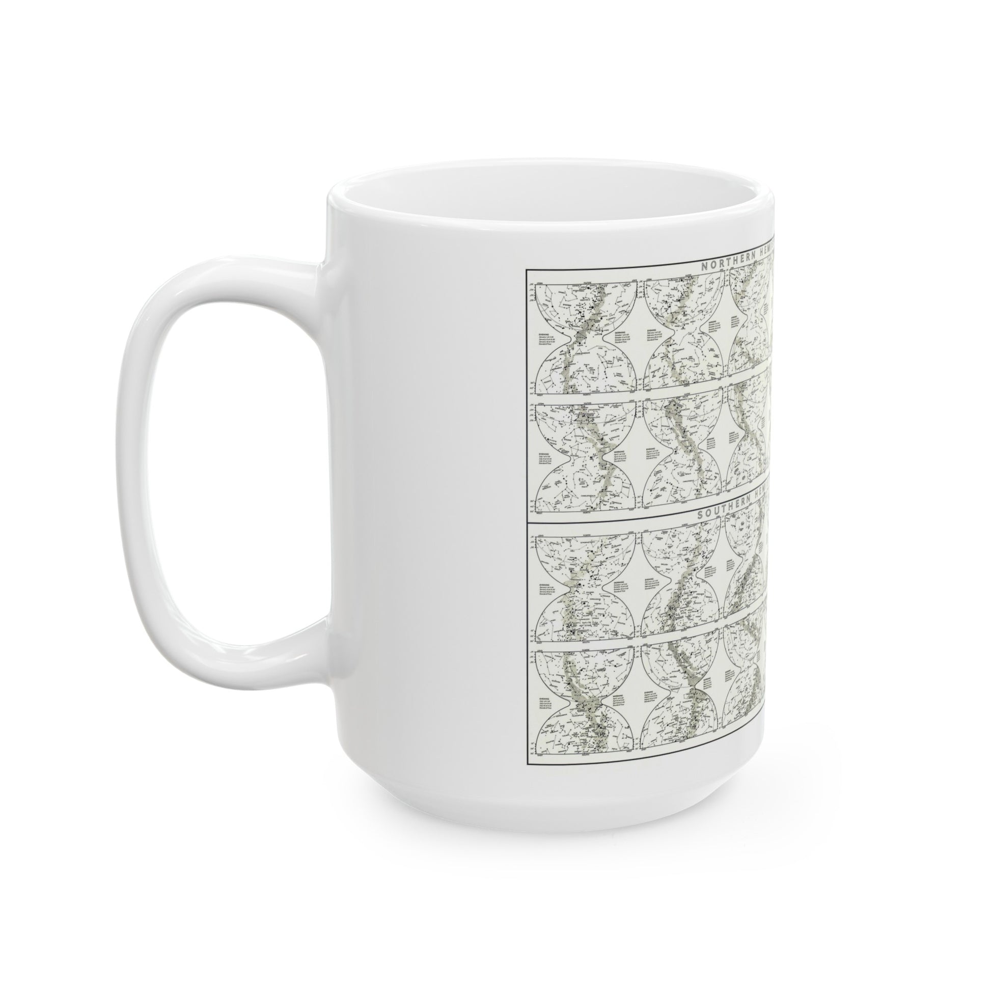 Heavens, The - Monthly Star Charts (1970) (Map) White Coffee Mug-The Sticker Space