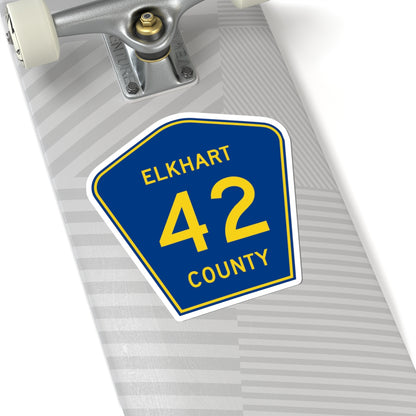 Elkhart County Road 42 IN (Indiana) (Road Sign) STICKER Vinyl Kiss-Cut Decal