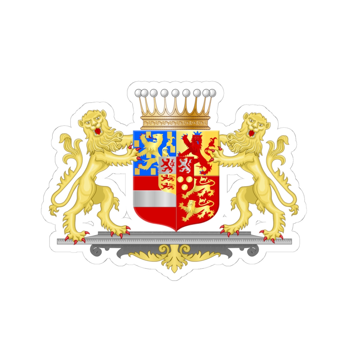 Achievement of Nassau Siegen  protestant branch Princely Counts (Netherlands) (Coat of Arms) STICKER Vinyl Kiss-Cut Decal