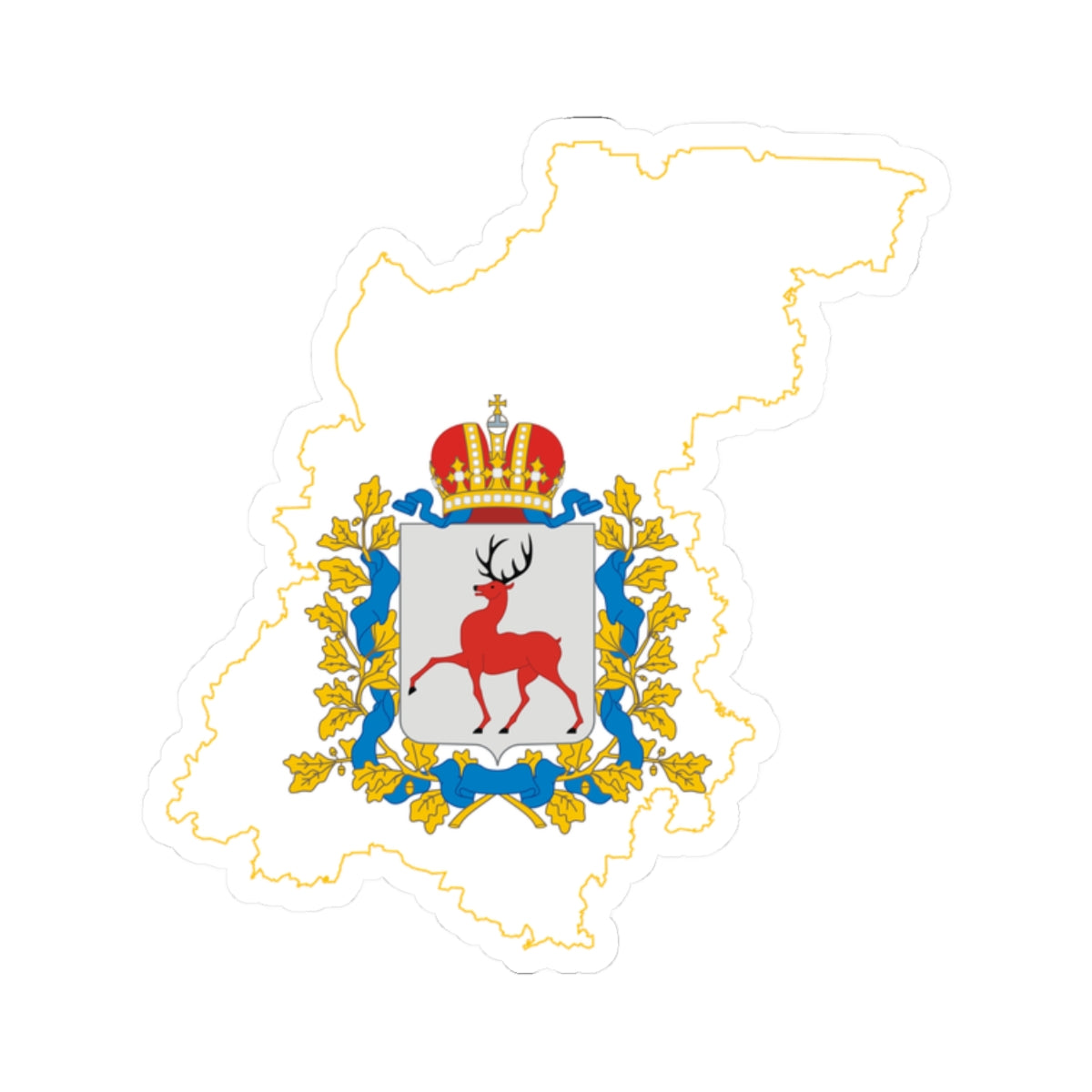Flag-map of Nizhny Novgorod Oblast (Russia) STICKER Vinyl Kiss-Cut Decal