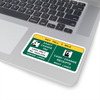 Conventional Toll Plaza Advance Sign 2 (New Jersey) (Road Sign) STICKER Vinyl Kiss-Cut Decal