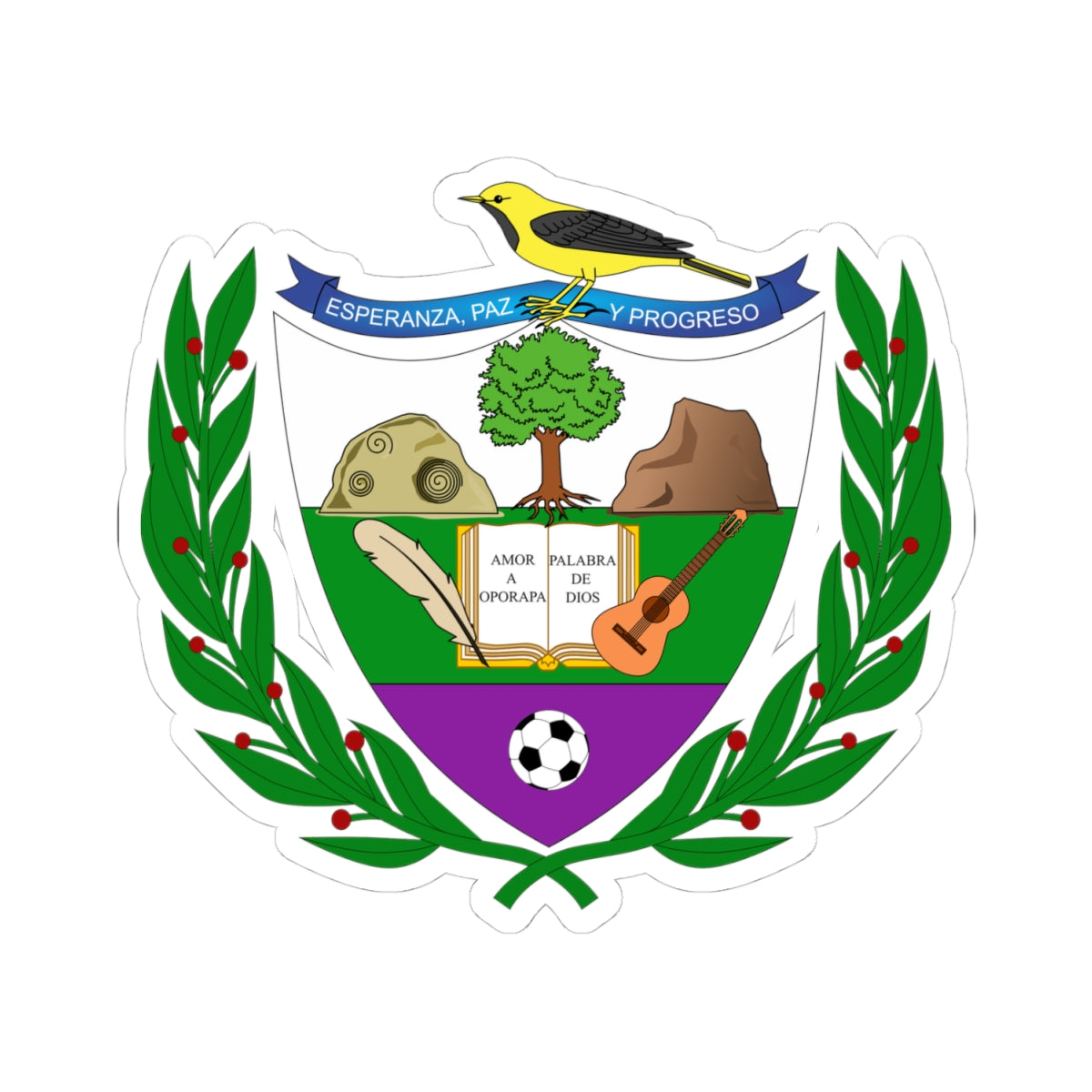 Escudo de Oporapa - Huila (Colombia) (Coat of Arms) STICKER Vinyl Kiss-Cut Decal