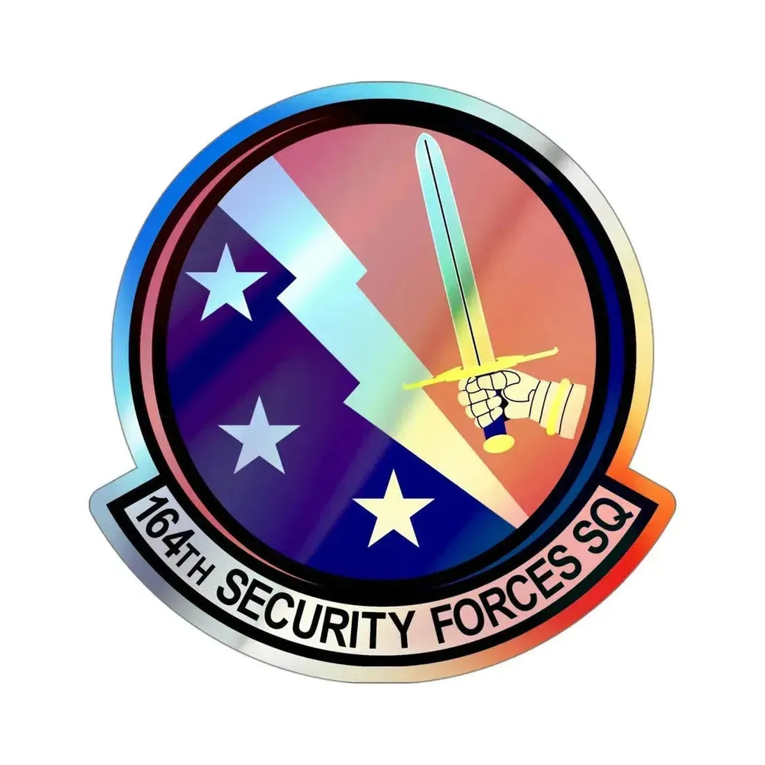164th Security Forces Squadron (U.S. Air Force) Holographic STICKER Die-Cut Vinyl Decal 4 Inch Holographic - The Sticker Space