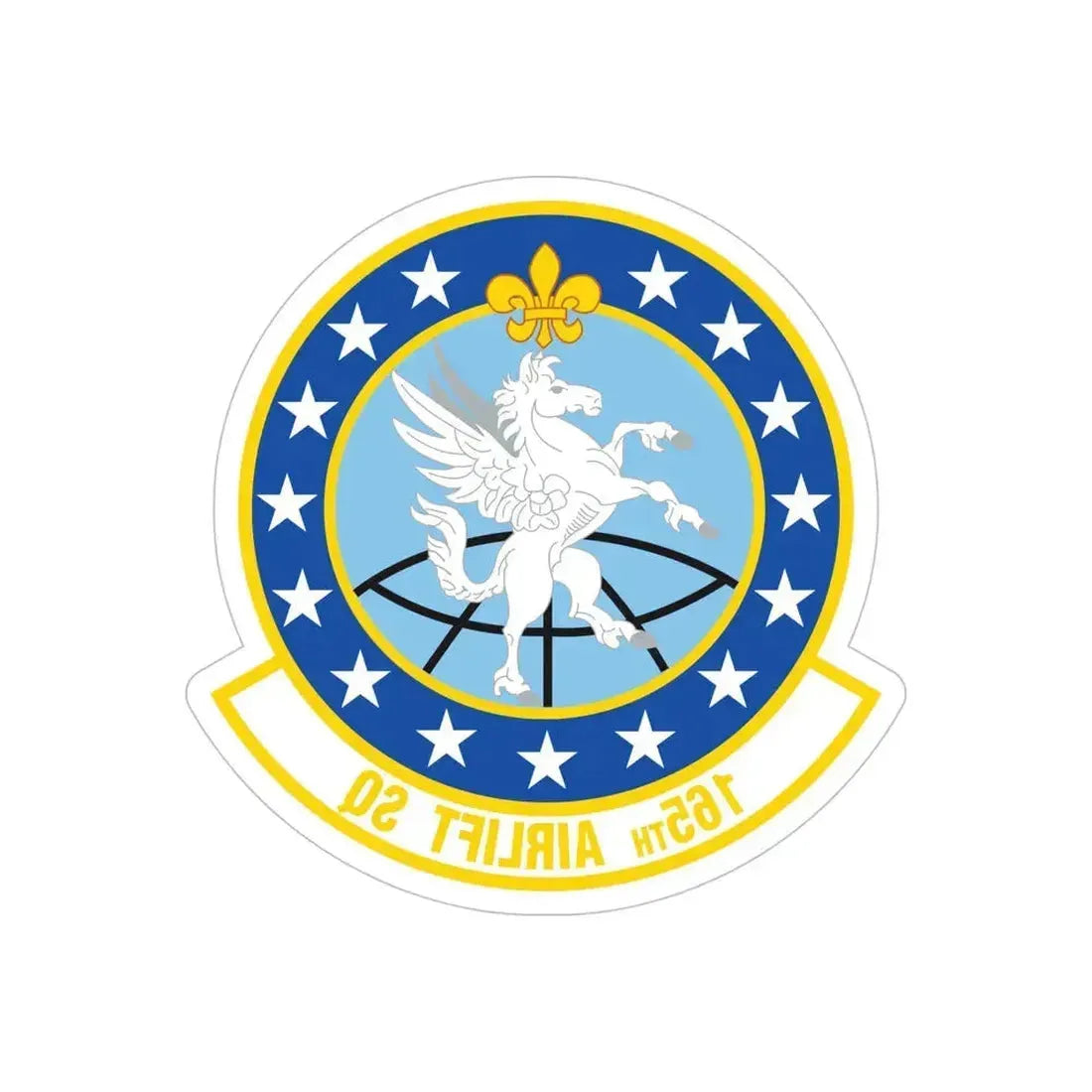 165 Airlift Squadron (U.S. Air Force) REVERSE PRINT Transparent Die-Cut STICKER 5 Inch Die-Cut Transparent - The Sticker Space