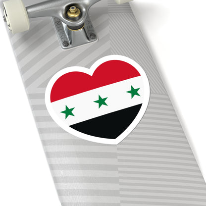 Iraq 1963-1991 and Syria 1963-1972 flag heart white (Iraq) STICKER Vinyl Kiss-Cut Decal