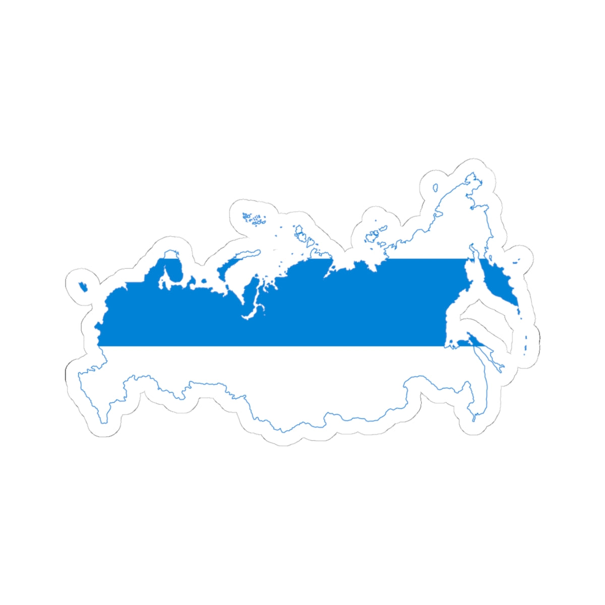 Flag-map of Russia White-Blue-White (Russia) STICKER Vinyl Kiss-Cut Decal
