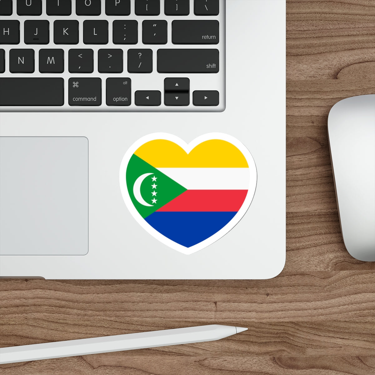 Heart Flag of Comoros - STICKER Vinyl Die-Cut Decal