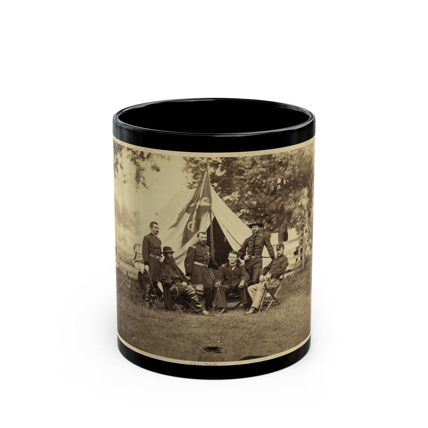 Major General Philip Sheridan And His Generals In Front Of Sheridan's Tent (U.S. Civil War) Black Coffee Mug