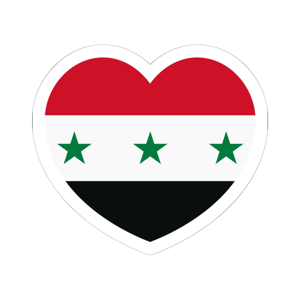 Iraq 1963-1991 and Syria 1963-1972 flag heart white (Iraq) STICKER Vinyl Kiss-Cut Decal
