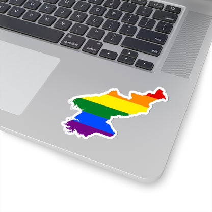 LGBT flag map of North Korea (Korea) STICKER Vinyl Kiss-Cut Decal