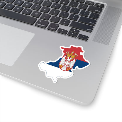 Flag-map of North Kosovo Serbia (Serbia) STICKER Vinyl Kiss-Cut Decal