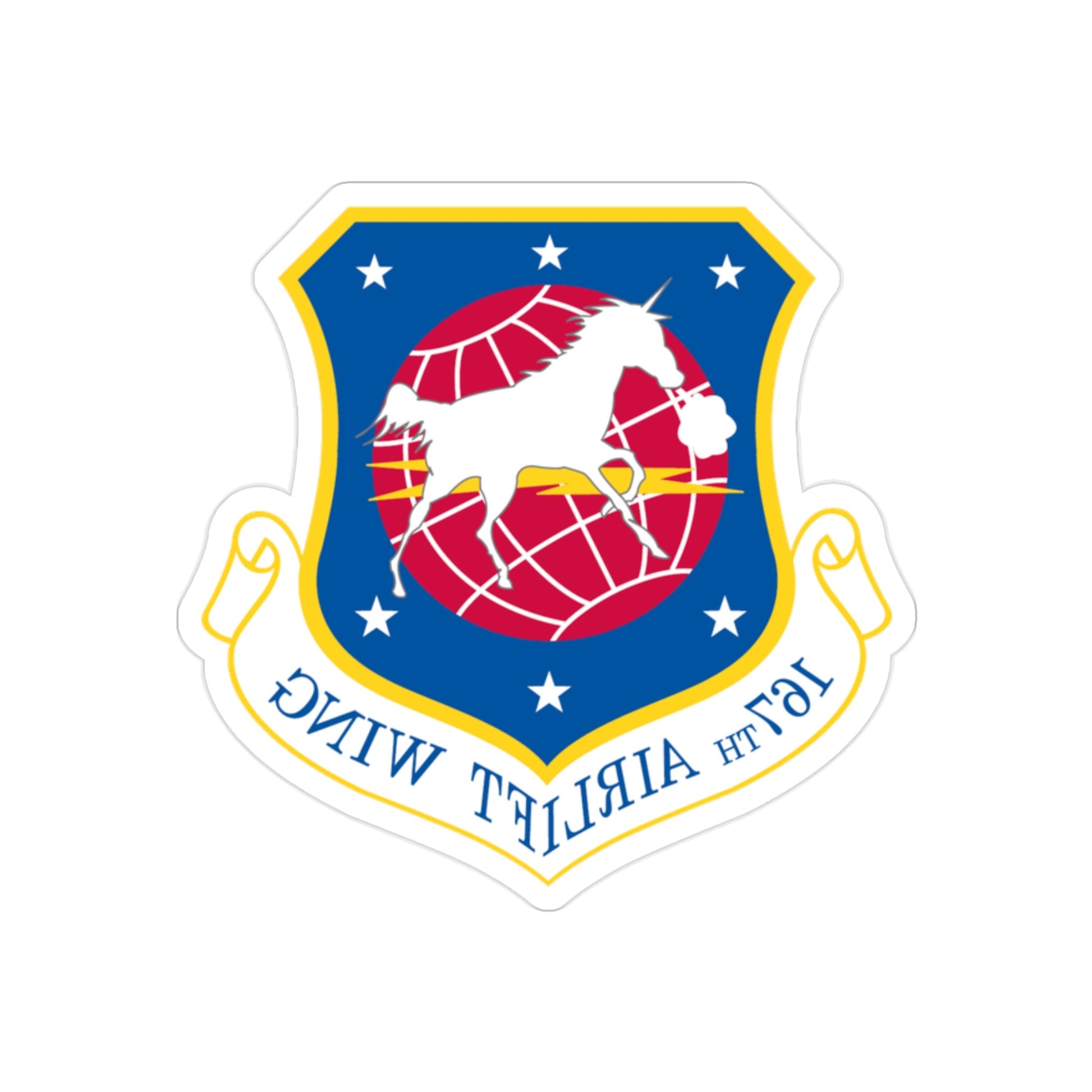 167th Airlift Wing (U.S. Air Force) REVERSE PRINT Transparent STICKER-2" × 2"-The Sticker Space