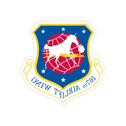 167th Airlift Wing (U.S. Air Force) REVERSE PRINT Transparent STICKER-4" × 4"-The Sticker Space