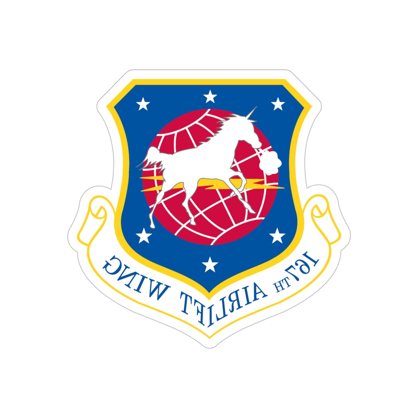 167th Airlift Wing (U.S. Air Force) REVERSE PRINT Transparent STICKER-5" × 5"-The Sticker Space