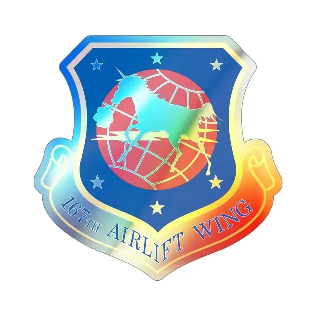 167th Airlift Wing (U.S. Air Force) Holographic STICKER Die-Cut Vinyl Decal 4 Inch Holographic - The Sticker Space