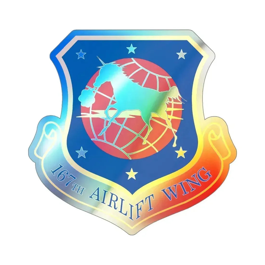 167th Airlift Wing (U.S. Air Force) Holographic STICKER Die-Cut Vinyl Decal 5 Inch Holographic - The Sticker Space