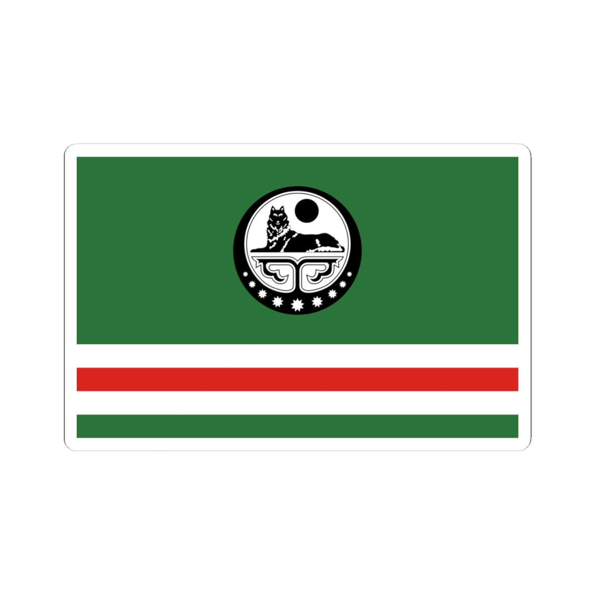 Flag of Chechen Republic of Ichkeria with Coat of Arms (Russia) STICKER Vinyl Kiss-Cut Decal