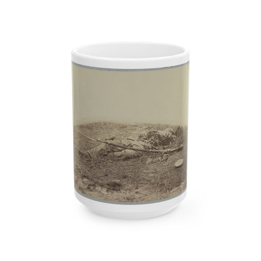 Battlefield Of Gettysburg.  Body Of A Soldier In  The Wheat Field,  Evidently Killed By The Explosion Of A Shell (U.S. Civil War) White Coffee Mug
