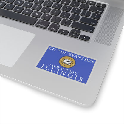 Flag of Evanston, IL - STICKER Vinyl Kiss-Cut Decal