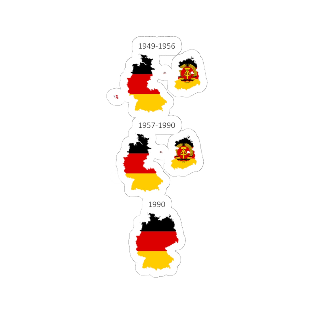 Flag map of Germany separation (Germany) STICKER Vinyl Kiss-Cut Decal