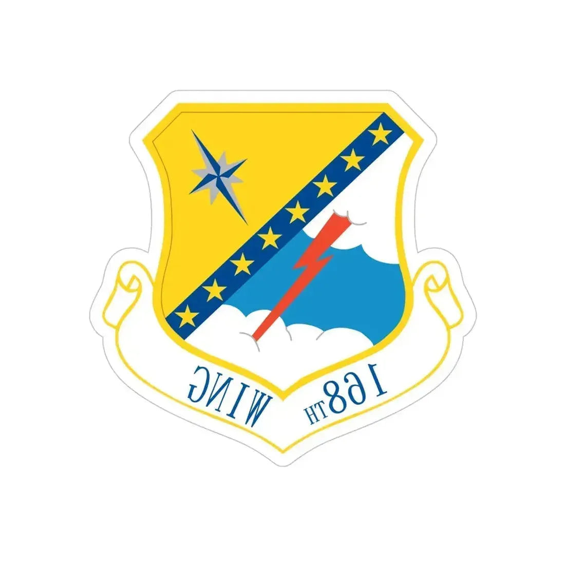 168th Wing emblem (U.S. Air Force) REVERSE PRINT Transparent Die-Cut STICKER 5 Inch Die-Cut Transparent - The Sticker Space