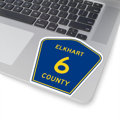Elkhart County Road 6 IN (Indiana) (Road Sign) STICKER Vinyl Kiss-Cut Decal