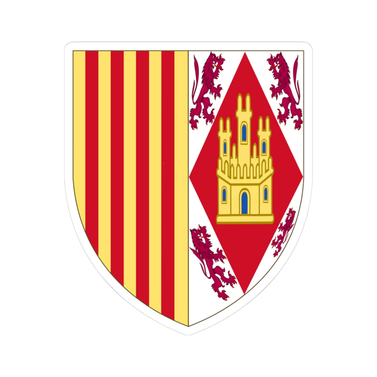 Arms of Eleanor of Alburquerque Queen of Aragon (Spain) (Coat of Arms) STICKER Vinyl Kiss-Cut Decal