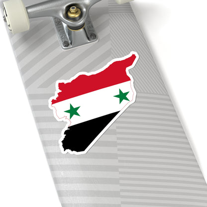 Flag map of Syria 1958-1961 19802024 (Syria) STICKER Vinyl Kiss-Cut Decal