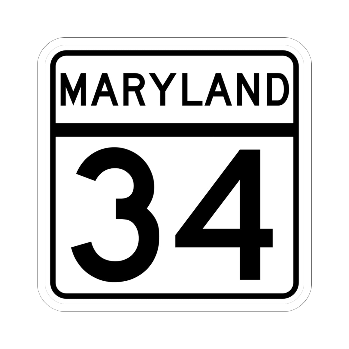 MD Route 34 (Maryland) (Road Sign) STICKER Vinyl Kiss-Cut Decal