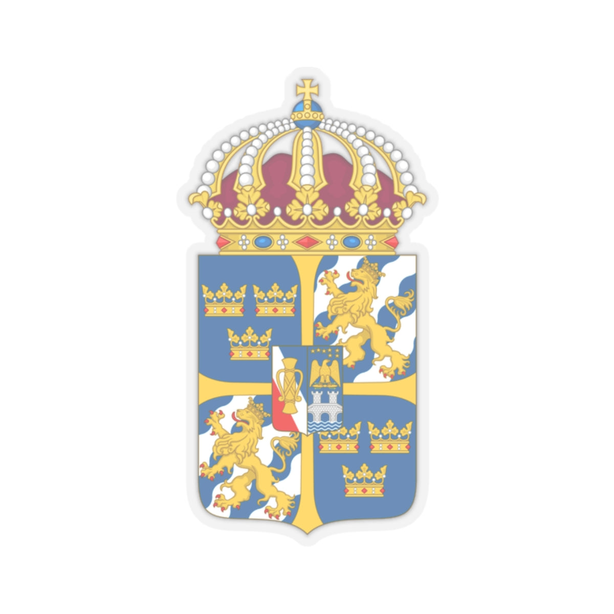 Great coat of arms of Sweden 4 - STICKER Vinyl Kiss-Cut Decal