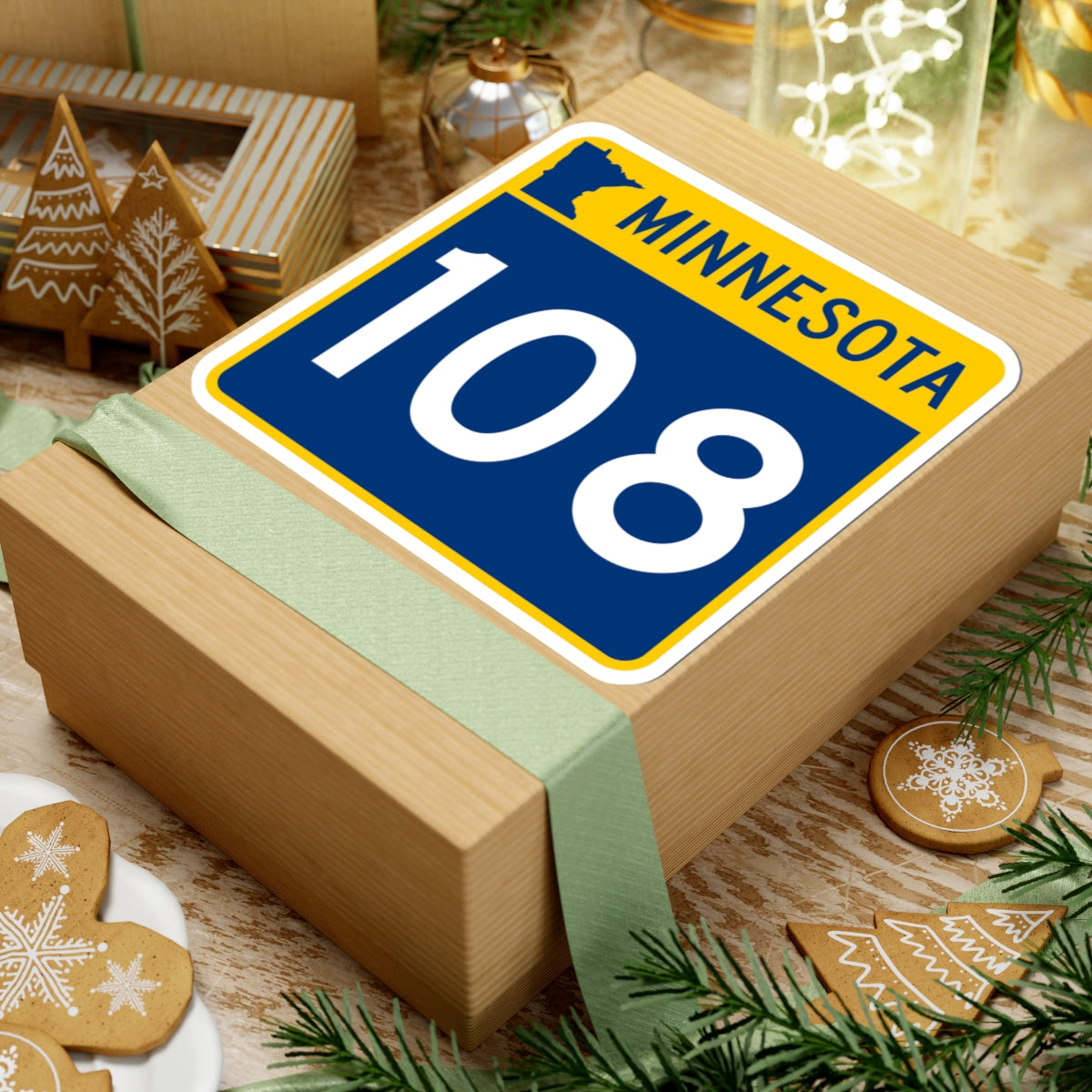 MN-108 (Minnesota) (Road Sign) STICKER Vinyl Kiss-Cut Decal