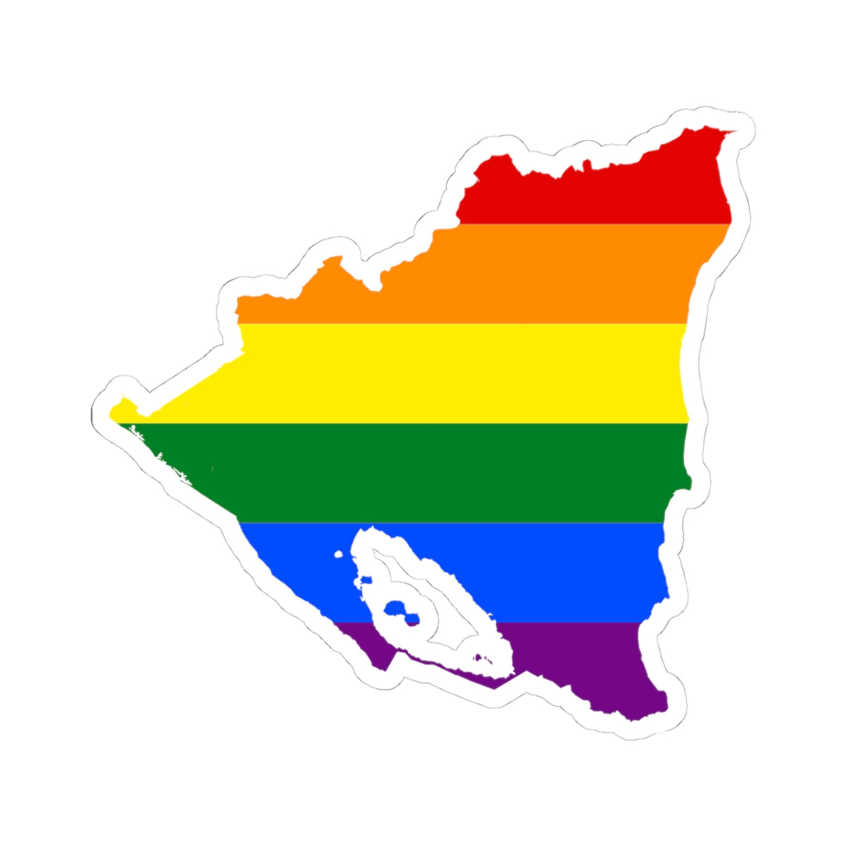 LGBT flag map of Nicaragua (Nicaragua) STICKER Vinyl Kiss-Cut Decal