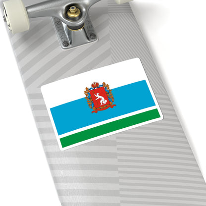 Flag of Sverdlovsk Oblast 1997 Coat of Arms (Russia) STICKER Vinyl Kiss-Cut Decal