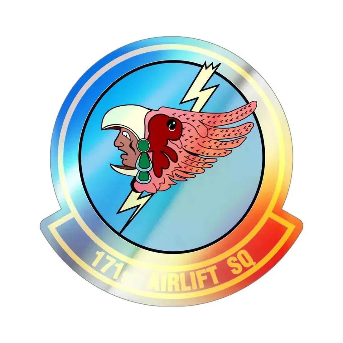 171 Airlift Squadron (U.S. Air Force) Holographic STICKER Die-Cut Vinyl Decal 4 Inch Holographic - The Sticker Space