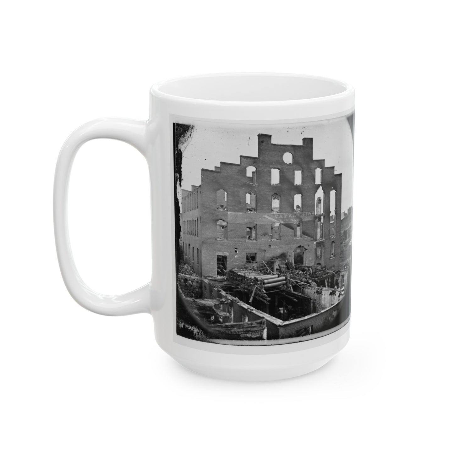 Richmond, Va. Ruins Of Paper Mill; Wrecked Paper-Making Machinery In Foreground (U.S. Civil War) White Coffee Mug