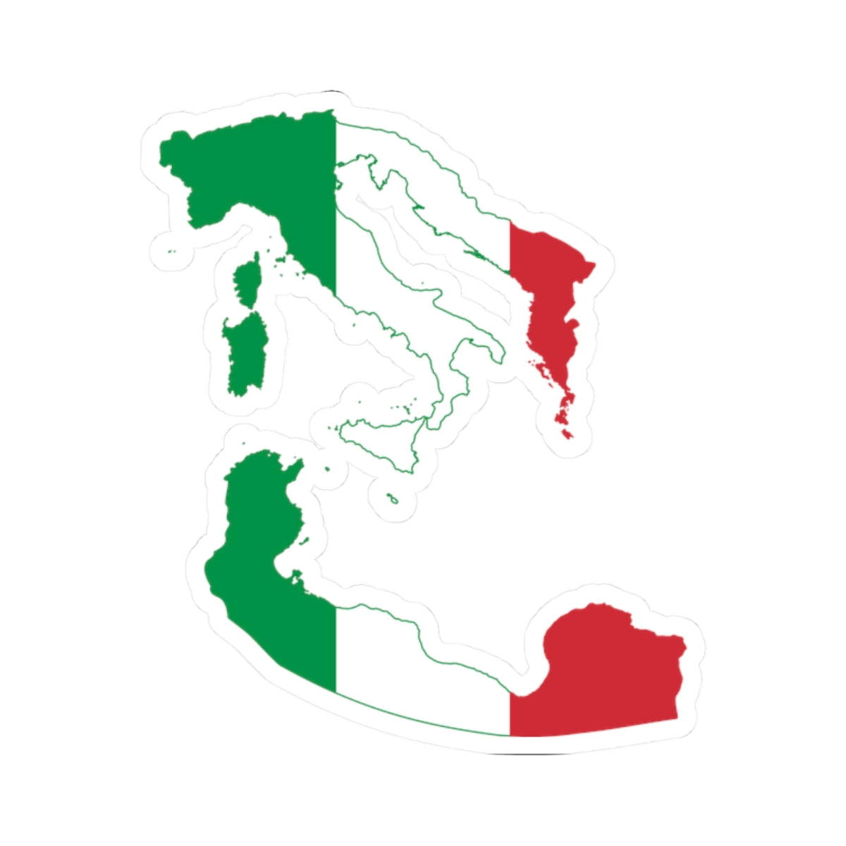 Flag map of Greater Italy (Italy) STICKER Vinyl Kiss-Cut Decal