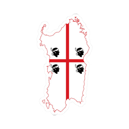Flag map of Sardinia (Italy) STICKER Vinyl Kiss-Cut Decal
