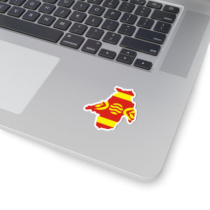 Flag map of Kočani Municipality (North Macedonia) STICKER Vinyl Kiss-Cut Decal