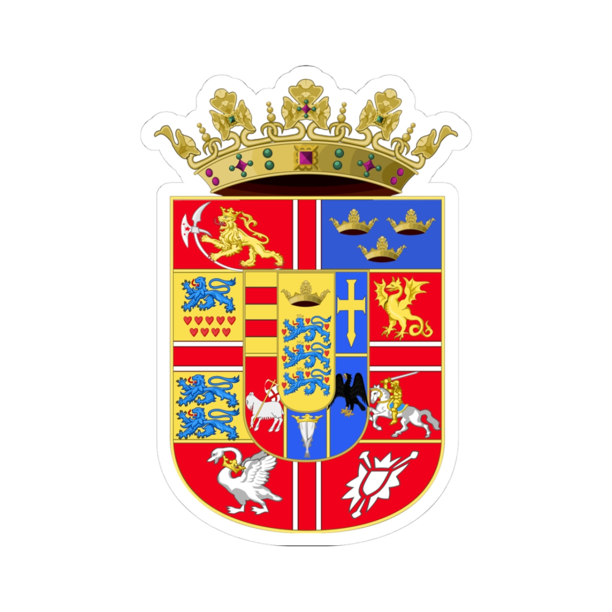 Armoiries Christian IV du Danemark (Denmark) (Coat of Arms) STICKER Vinyl Kiss-Cut Decal