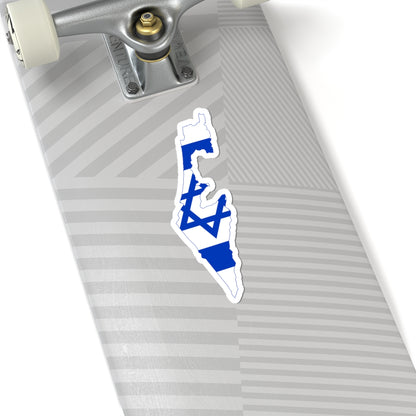 Flag-map of Israel precise boundaries (Israel) STICKER Vinyl Kiss-Cut Decal