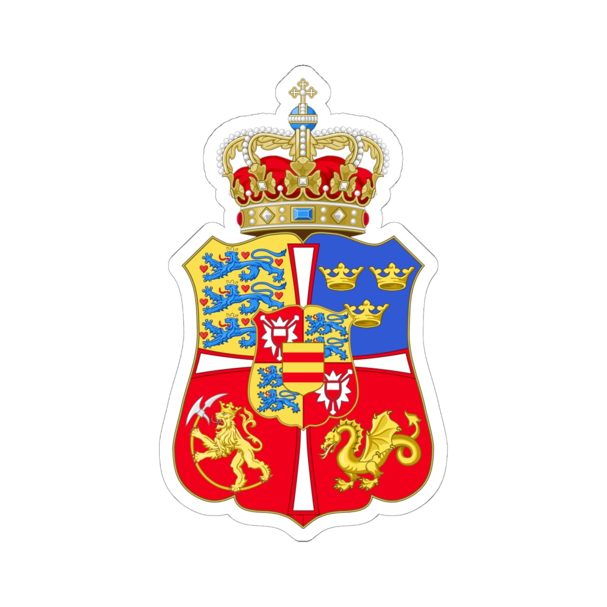 Armoiries Royaumes de Norvège Danemark et Suède 1460-1523 (Sweden) (Coat of Arms) STICKER Vinyl Kiss-Cut Decal