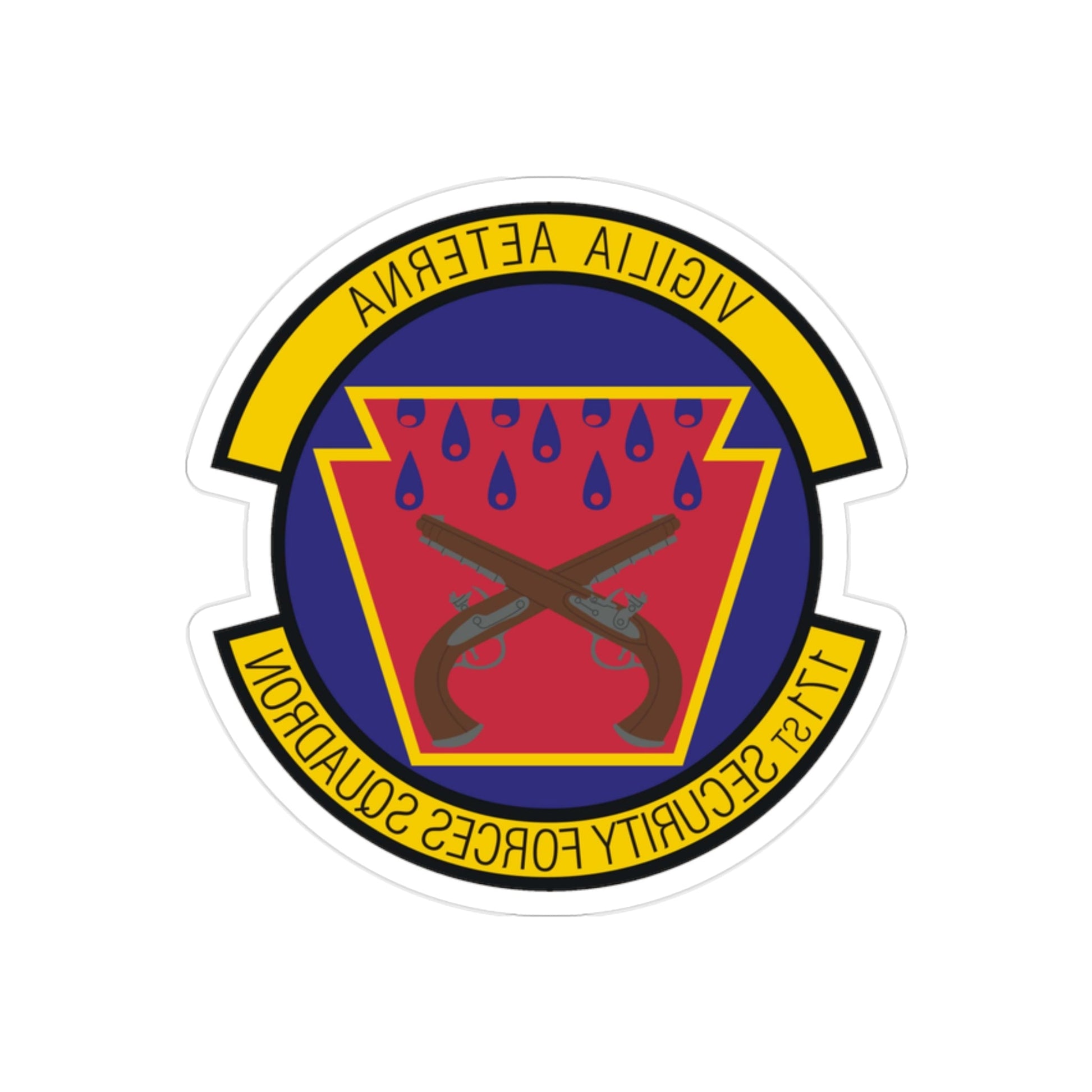 171st Security Forces Squadron (U.S. Air Force) REVERSE PRINT Transparent STICKER-2" × 2"-The Sticker Space