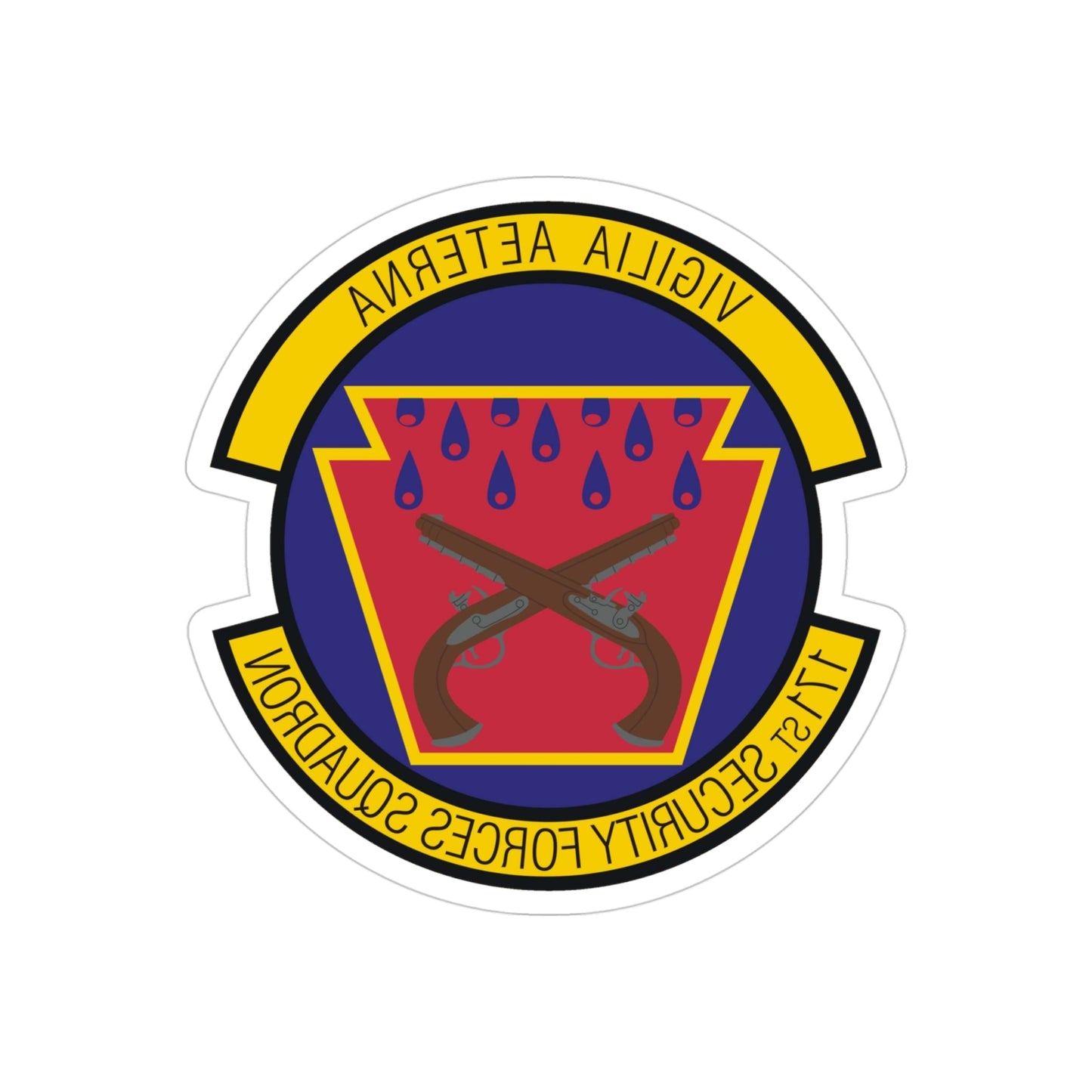 171st Security Forces Squadron (U.S. Air Force) REVERSE PRINT Transparent STICKER-4" × 4"-The Sticker Space