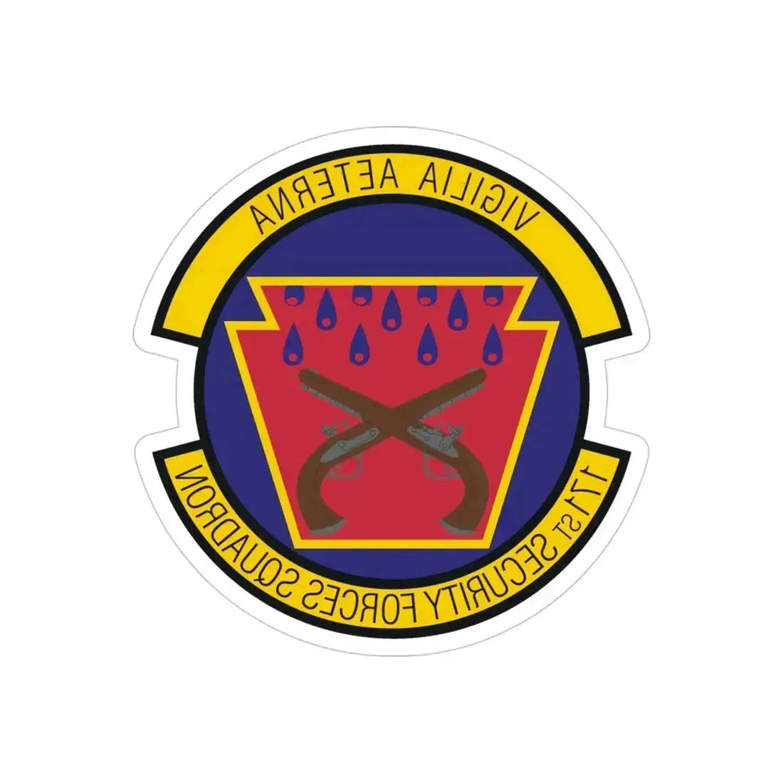 171st Security Forces Squadron (U.S. Air Force) REVERSE PRINT Transparent Die-Cut STICKER 4 Inch Die-Cut Transparent - The Sticker Space