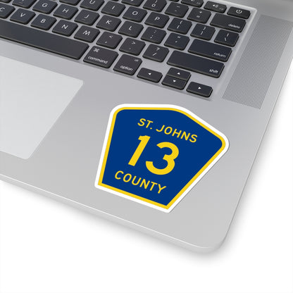 St. Johns County 13 (Florida) (Road Sign) STICKER Vinyl Kiss-Cut Decal
