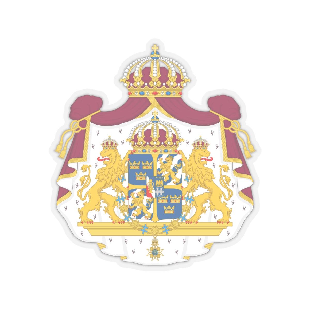 Great coat of arms of Sweden - STICKER Vinyl Kiss-Cut Decal