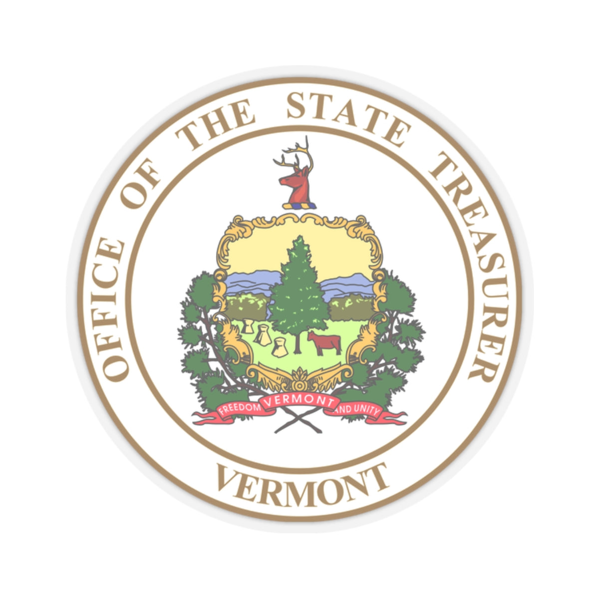 Seal of the State Treasurer of Vermont - STICKER Vinyl Kiss-Cut Decal