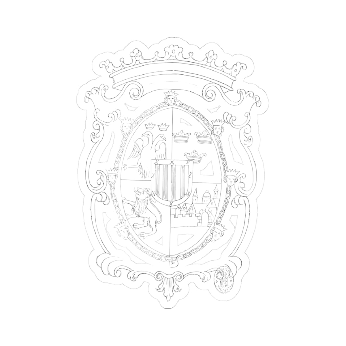 Armas de Hernan Cortez 1767 (Mexico) (Coat of Arms) STICKER Vinyl Kiss-Cut Decal