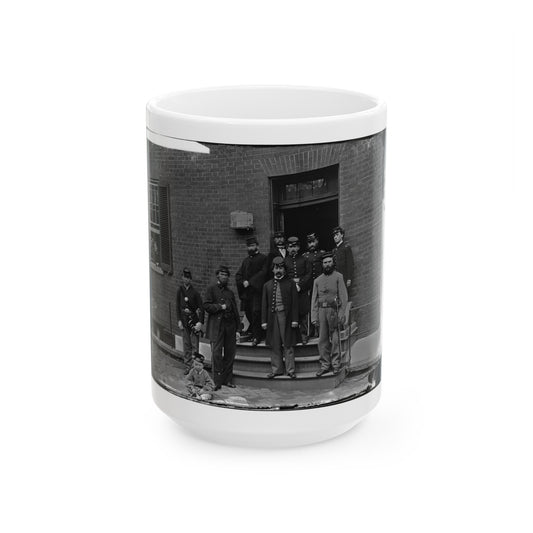 Washington, D.C. Officers At Door Of Seminary Hospital (Formerly Georgetown Female Seminary), 30th St. At N, Georgetown (U.S. Civil War) White Coffee Mug
